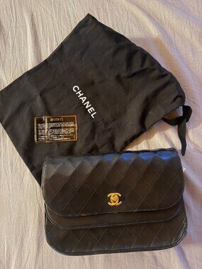 Vintage Chanel Half-Round Quilted Leather Shoulder Bag – Black & 24K Gold-Plated